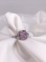 3.5 Carat Fancy Pink Radiant Trio Ring - Law London Jewellery
