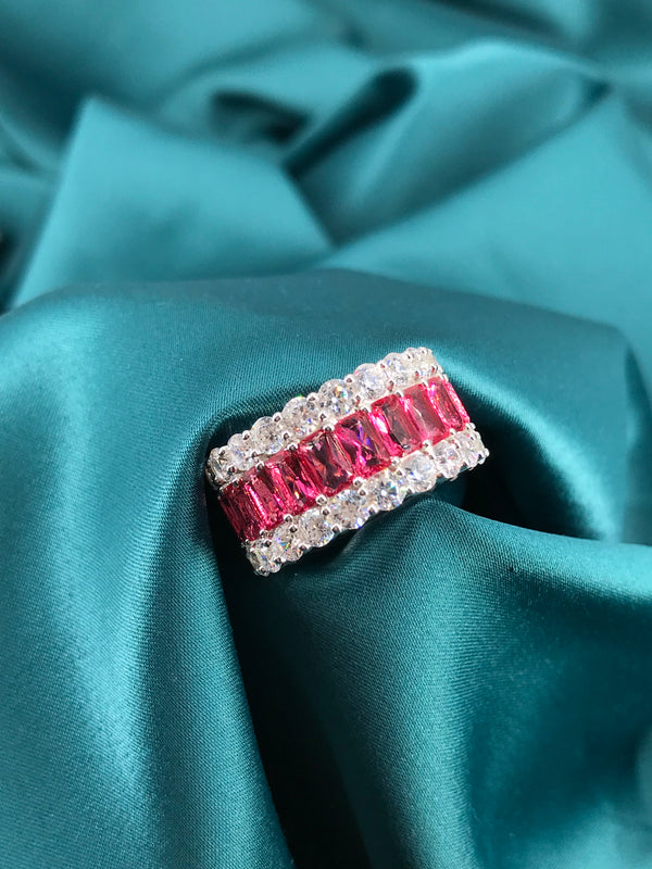 Triple Row Pink Ring - Pink Lady - Law London Jewellery