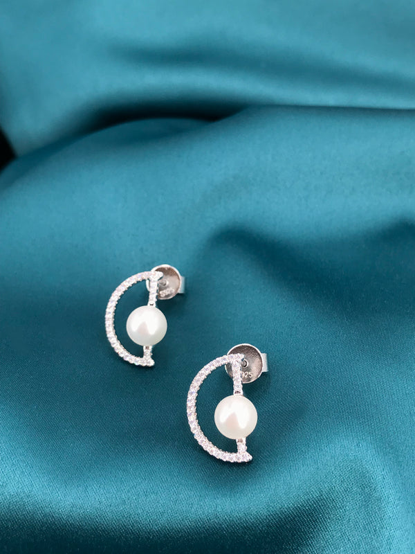 Pearl D Shaped Earrings - Law London Jewellery