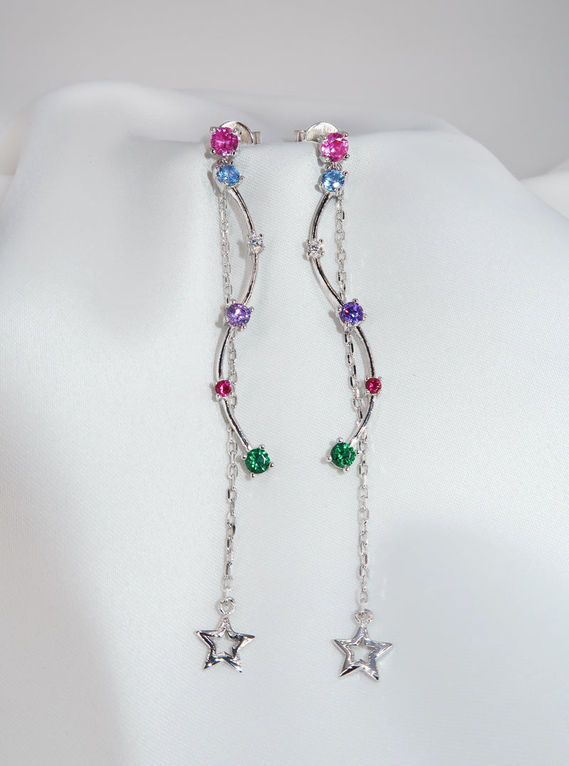 Rainbow Falling Stars Earrings - Law London Jewellery