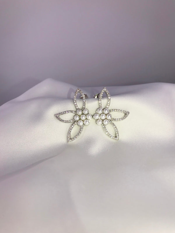 Half Flower Pearls Earrings - Law London Jewellery