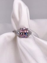 3.5 Carat Fancy Pink Radiant Trio Ring - Law London Jewellery