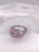 3.5 Carat Fancy Pink Radiant Trio Ring - Law London Jewellery