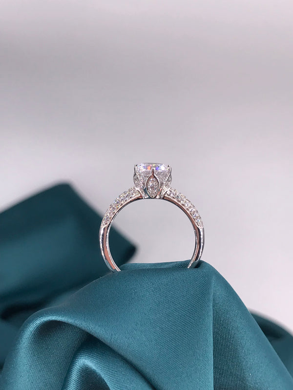 1.3 Carat Round Trio Micro Pavé Brilliant Solitaire Flower Crown Ring - Law London Jewellery