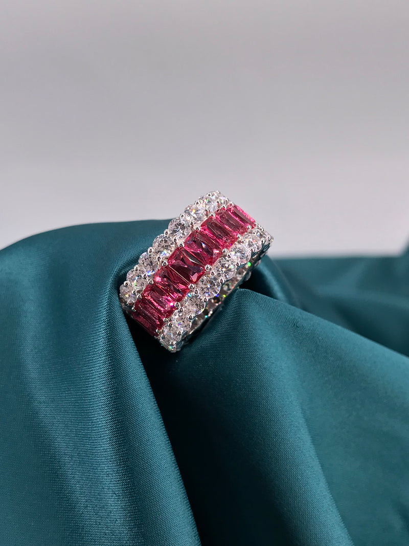 Triple Row Pink Ring - Pink Lady - Law London Jewellery