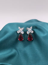 Princess Flower With Pear Drop In Ruby Red Earrings - Law London Jewellery