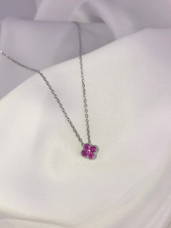 Pink 4 Leaf Necklace - Law London Jewellery