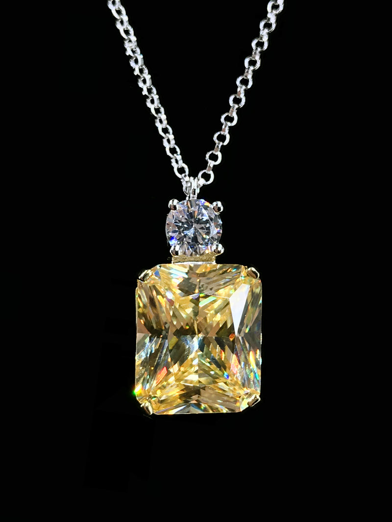 Brilliant Fancy Yellow Radiant Pendant Necklace - Law London Jewellery