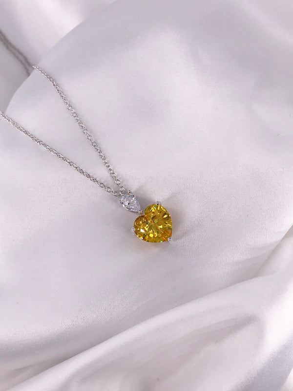 Yellow Heart Shaped Pendant Necklace - Law London Jewellery