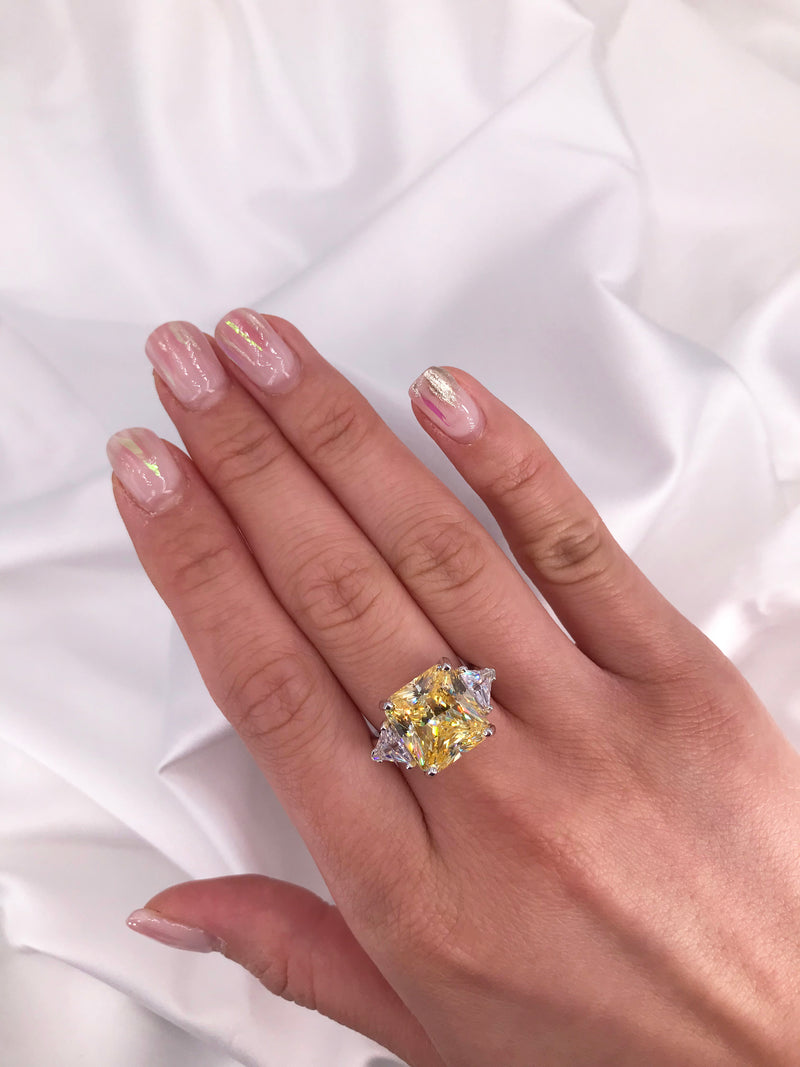 Brilliant Fancy Yellow Princess Trio Ring - Law London Jewellery