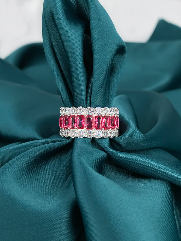 Triple Row Pink Ring - Pink Lady - Law London Jewellery