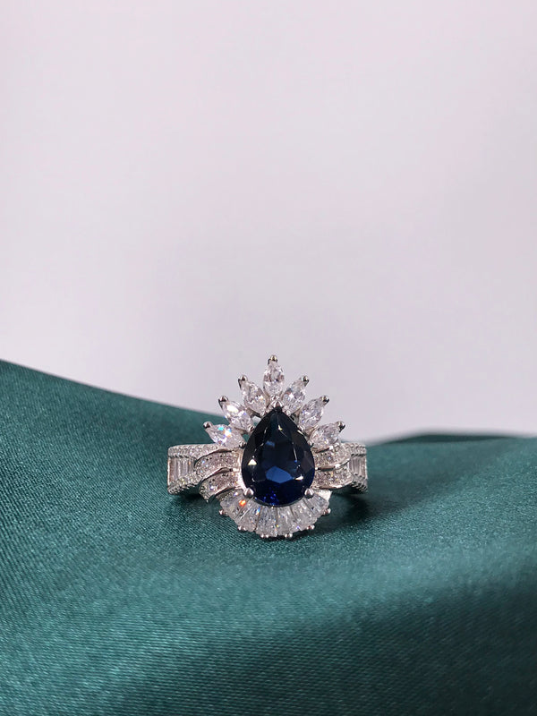 Sapphire Blue Pear Shaped Ring - My Lady - Law London Jewellery