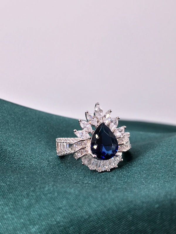 Sapphire Blue Pear Shaped Ring - My Lady - Law London Jewellery