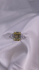 Fancy Yellow Emerald Trio Ring